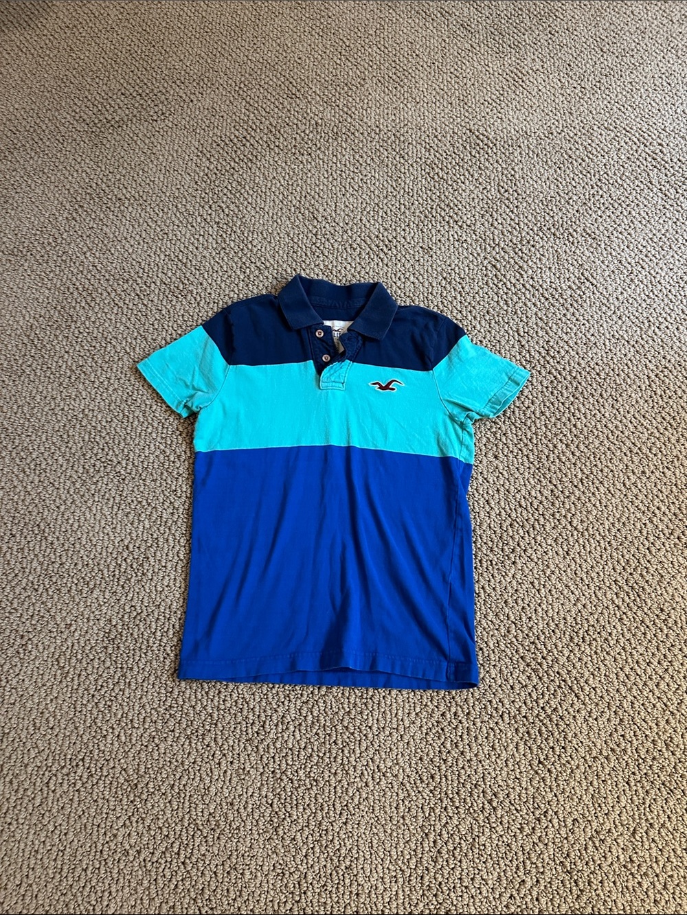 Hollister Tri-Block Polo in Navy, Teal & Royal